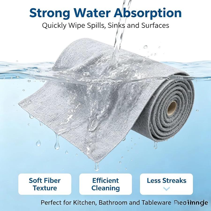 1 Roll/20pcs Reusable Tear-Towel Roll Microfiber Cleaning Wipe Kitchen Dishwashing Towels Dish Rags Wash Paper Towel Replacement