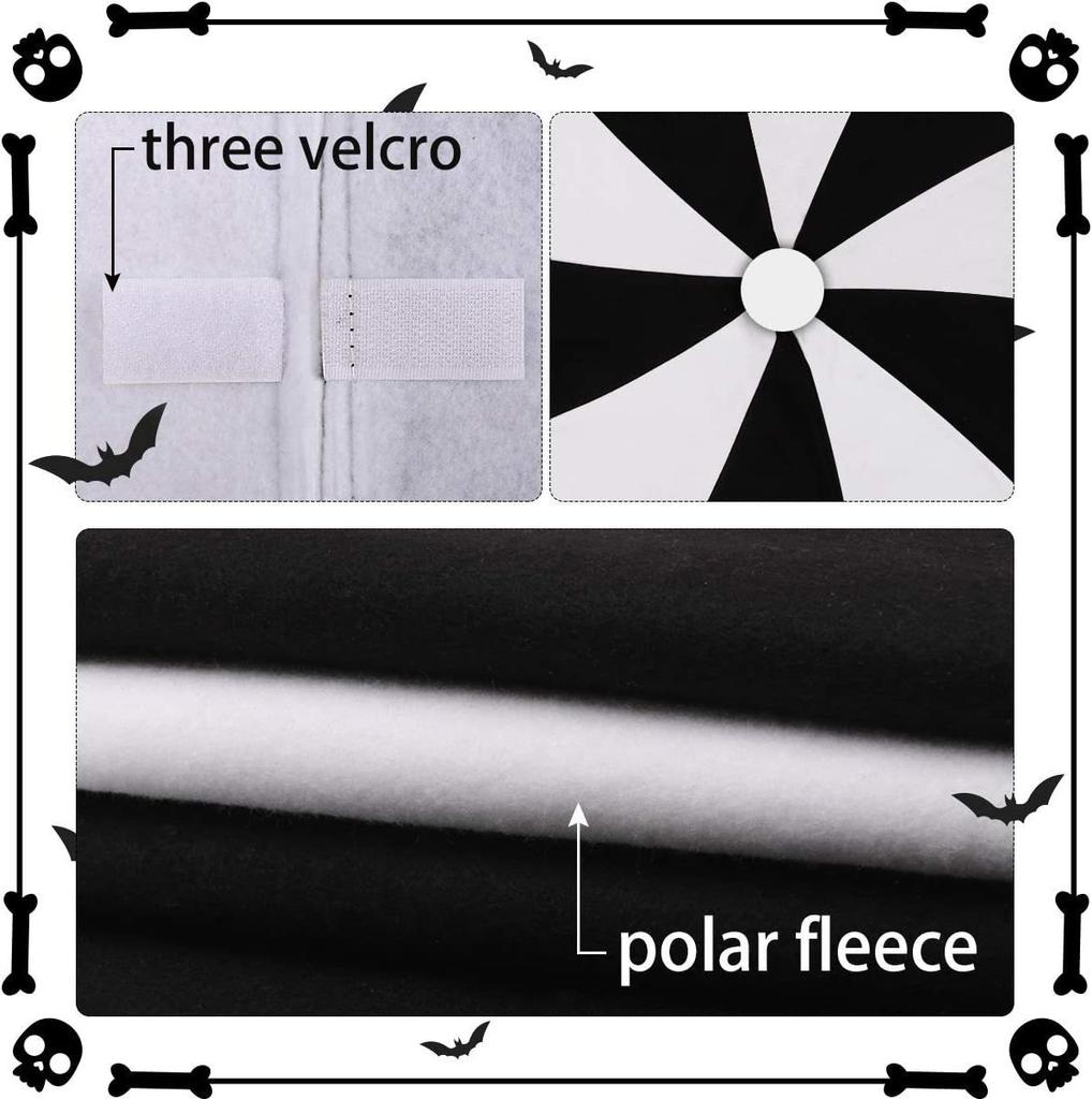 Black and White Lollipop Halloween Christmas Tree Skirt Exquisite Printed Short Plush Double-layer Tree Skirt Christmas