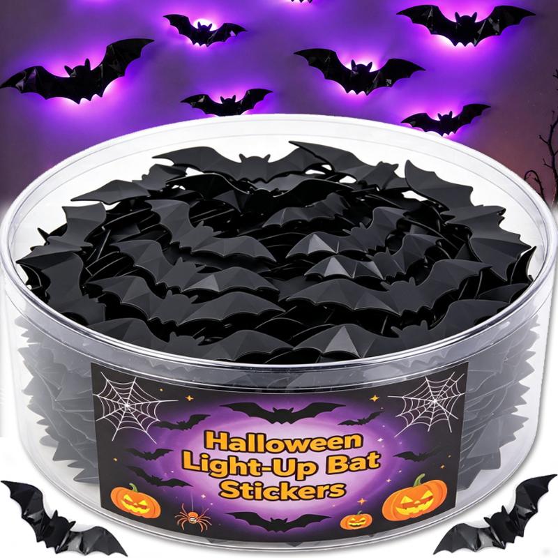 Glow in The Dark 3D Bat Wall Stickers Removable PVC Halloween Decor with 3 Sizes Easy Peel Stick for Windows Home Party Supply 5