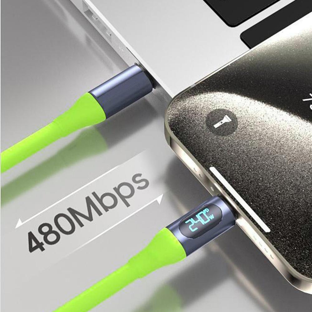 240W Fast Charging USB Type-c To Type-c Cable Digital Display Super Fast Charging Mobile Phone Data Cable Liquid Silicone