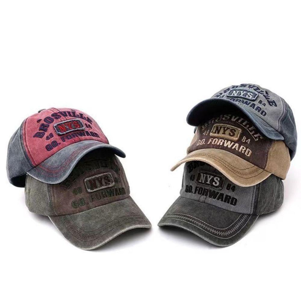 Adjustable Women Baseball Cap Sunscreen Men's Sports Cap Summer Letter Washed Denim Cap  Unisex