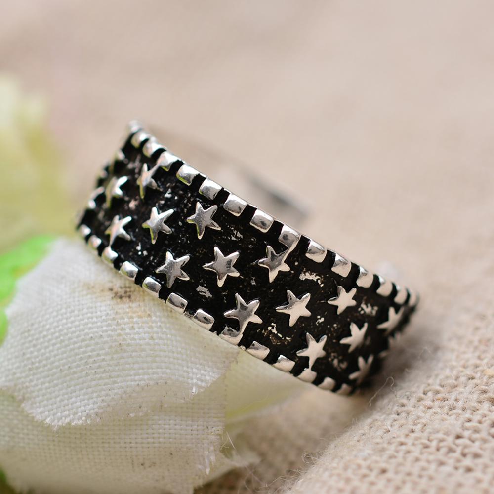 New Arrival Retro Full Star Thai Silver Female Rings Wholesale  For Women Birthday Gift Never Fade