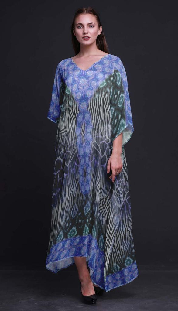 Phagun Giraffe & Zebra Animal Skin Beach Kaftan Bikini Cover up Womena    s Maxi Dress Long