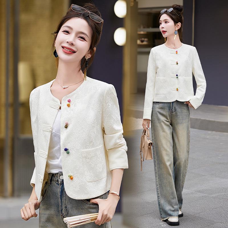 Women's Retro Jacquard Jacket - Short, Age-Reducing, National Style, Spring/Autumn 2025 (B2809)