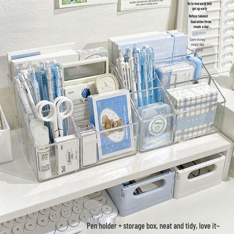 Porta-canetas de Acrílico Transparente e Organizador de Armazenamento de Recados