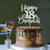 Sotpot 1 Pack 18th Birthday Cake Topper Double-sided Silver Glitter Cake Topper with Star Pattern Cake Decoration for Happy 18th Birthday Party Cake