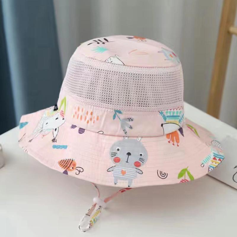 Children'S Large Brim Sun Protection Summer Thin Mesh Breathable Fisherman Hat Kindergarten Hat Girl Baby Sun Hat