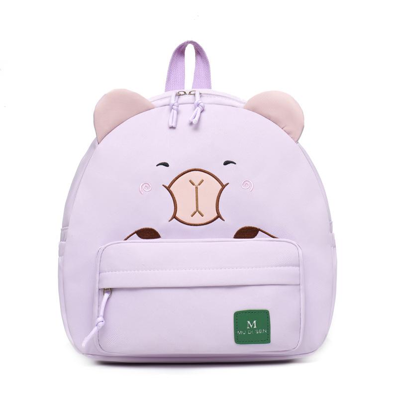 School bag large capacity backpack kapibara cartoon love embroidery backpack boys and girls children's bag