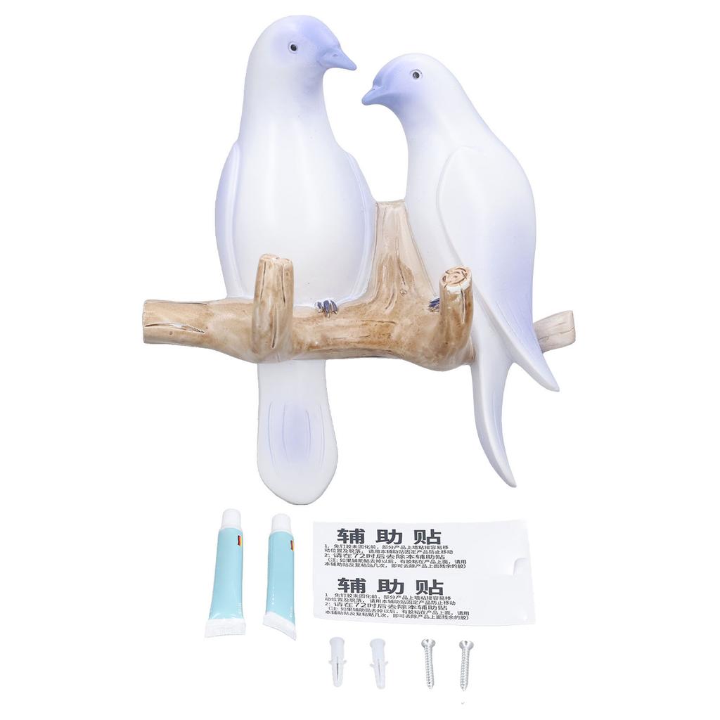 Birds Coat Hanger Waterproof Wall Mounted Resin Animal Style Decorative Birds On Branch Hanger Rack