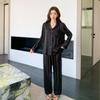 Women's High-End Ice Silk Striped Pajama Set - Spring/Summer Luxury Long Sleeve Jacquard Homewear