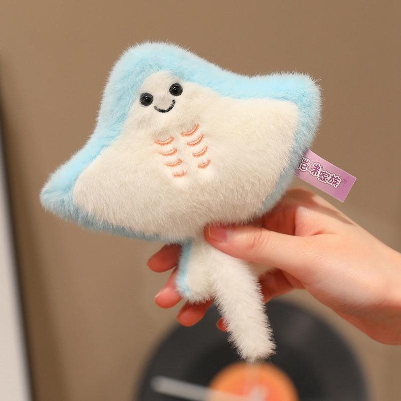 Cartoon Marine Life Plush Magnet Set With Pp Cotton For Refrigerator Decor