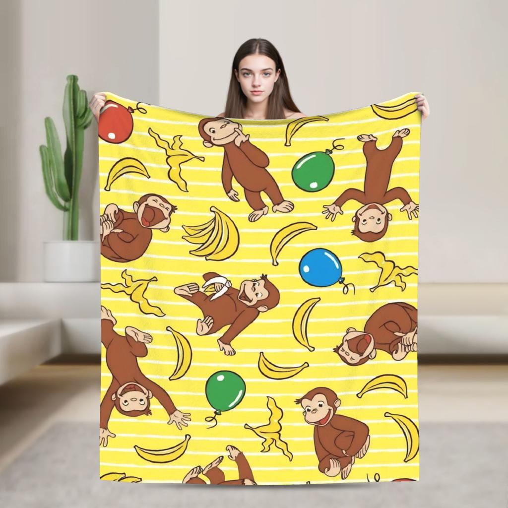 Curious George African Monkey  Blanket Multi-Size Super Soft And Warm  Throw Blankets For Couch Sofa And Bed