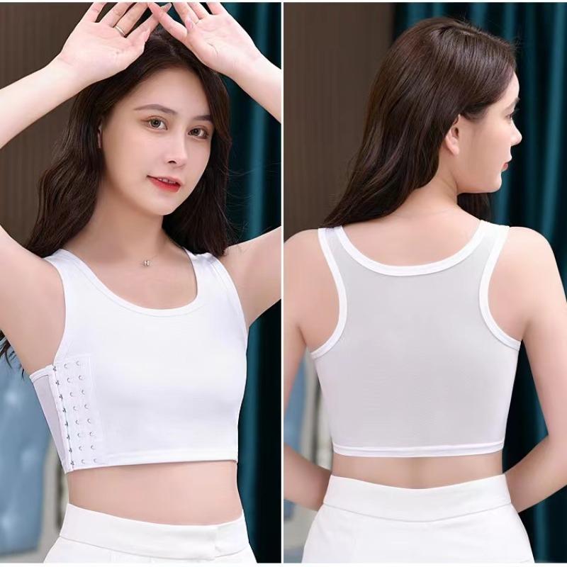 Women Breathable Chest Breast Binder Side Buckle Short Vest Tops Chest Binder Underwear Tank Tops Wireless Chest Wrap Bandage