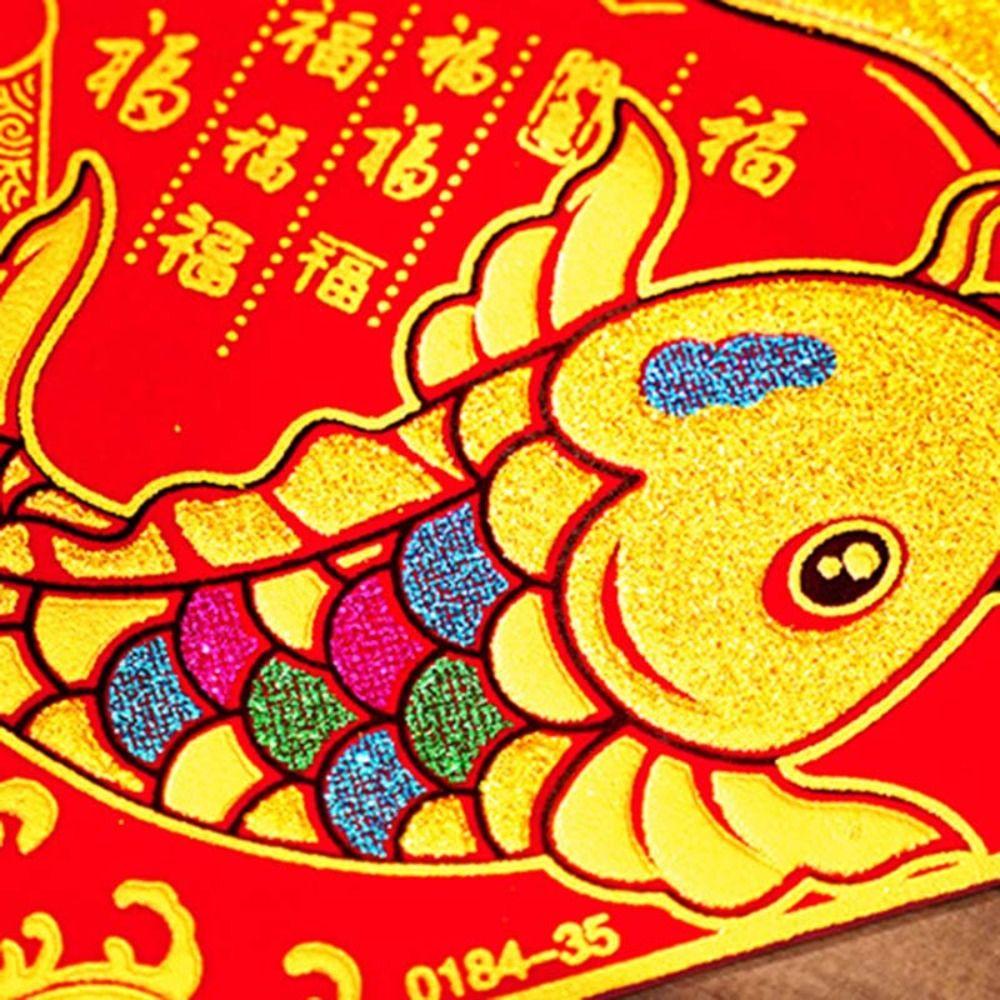 Flocking Fu Character Door Stickers Self-adhesive Glitter Chinese New Year Couplet Hot Stamping Square