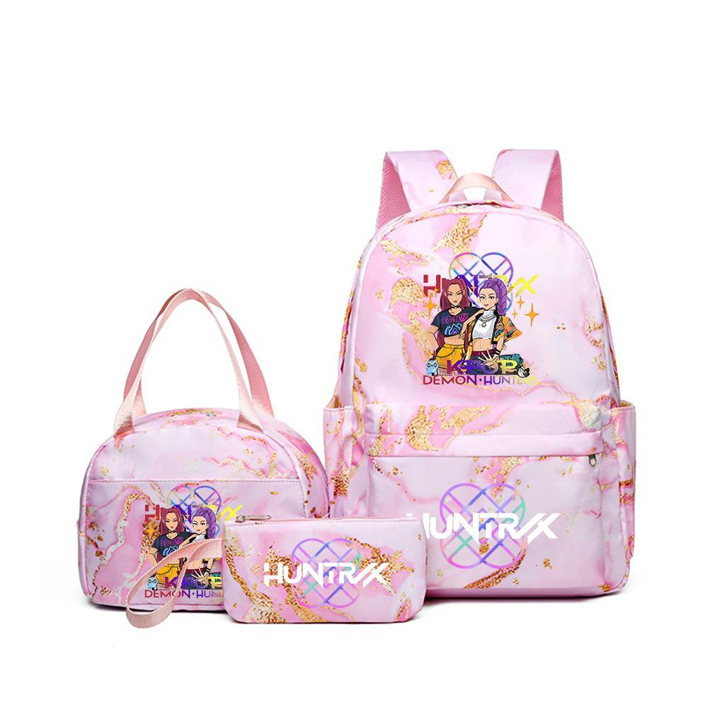 Kpop Witch Hunter Backpack Lunch Bag Pencil Case Set Student Animation Fashion School Bag Pencil Case Lunch Bag