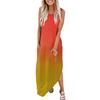 Fashion Women's O-Neck Print Leisure Sleeveless Tank Pocket Casual Dress