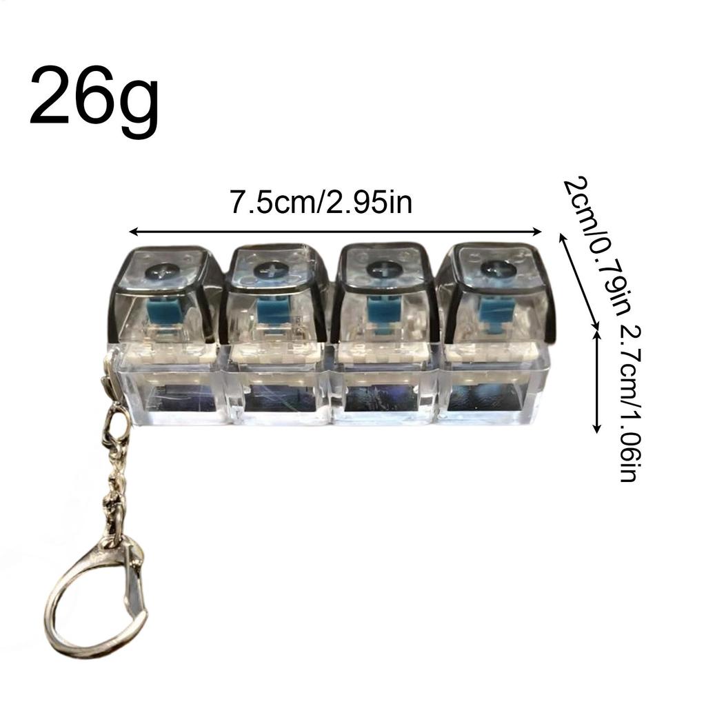 Keyboard Fidget Keychain Transparent Portable Realistic Clicker Fidget Toy for Adults Kids Boy Family Travel Backpack Offices