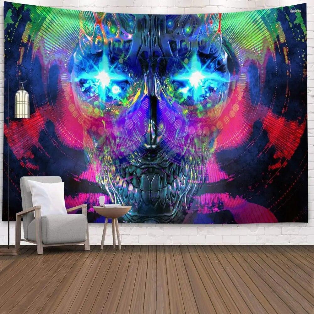 Starry Universe Fluorescent Tapestry Colorful UV Reactive  Home Decor