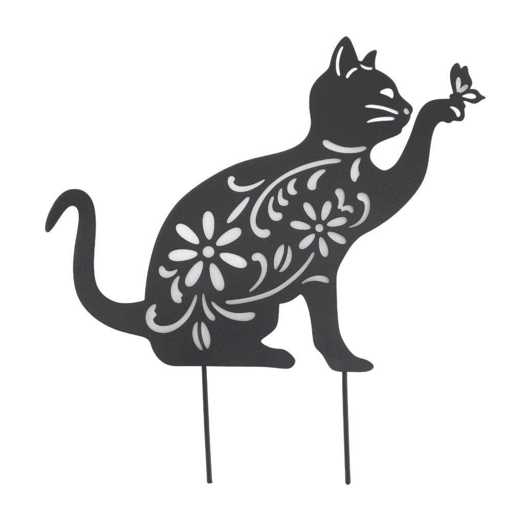 11.02x12.20 In Metal Cat Silhouette Hollow Design Hollow Metal Ornament Garden Decor