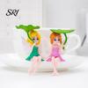 Fairy Garden Decor Miniature Figurines Little Girls Ornaments with Lotus Leaf for Small Decoration Flower Pot Moss Landscapes Home Desk Shelf Car