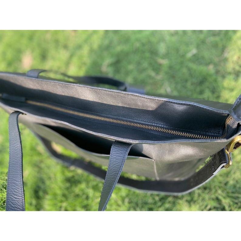 Black Leather Tote Purse Bag for Women Large Work Bag Tote Laptop Teachers Tote Ladies Handbag Gifts for Her Full Grain Leather