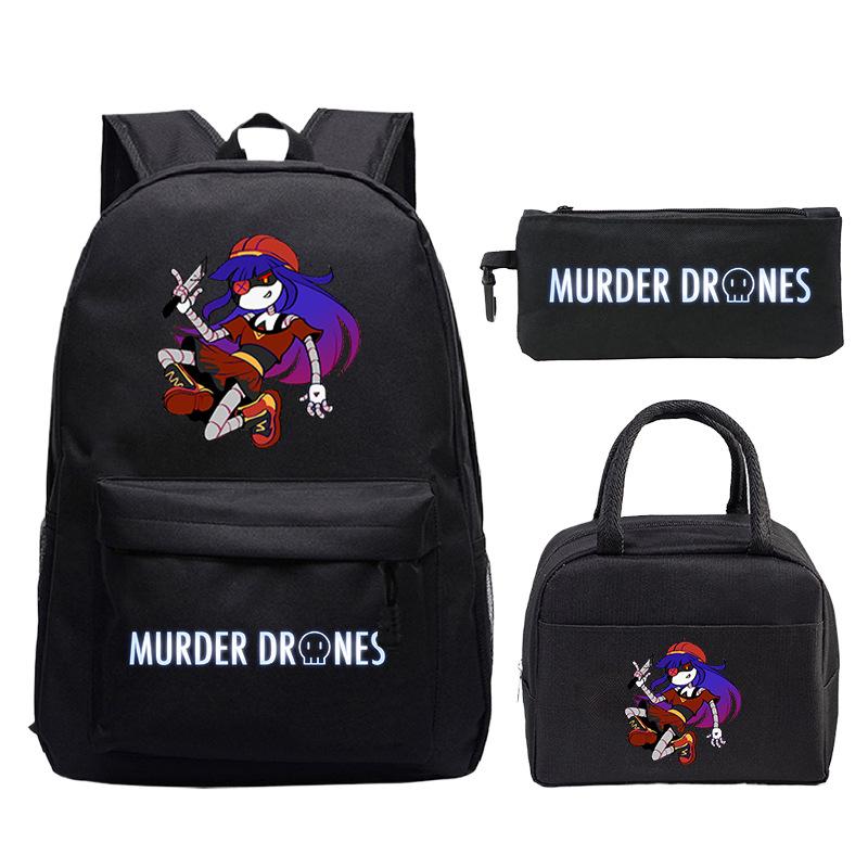 

Murder Drones Cartoon Printed Children s Backpack Set Student School Bag Lunch Bag Casual Pencil Bag No Spec
