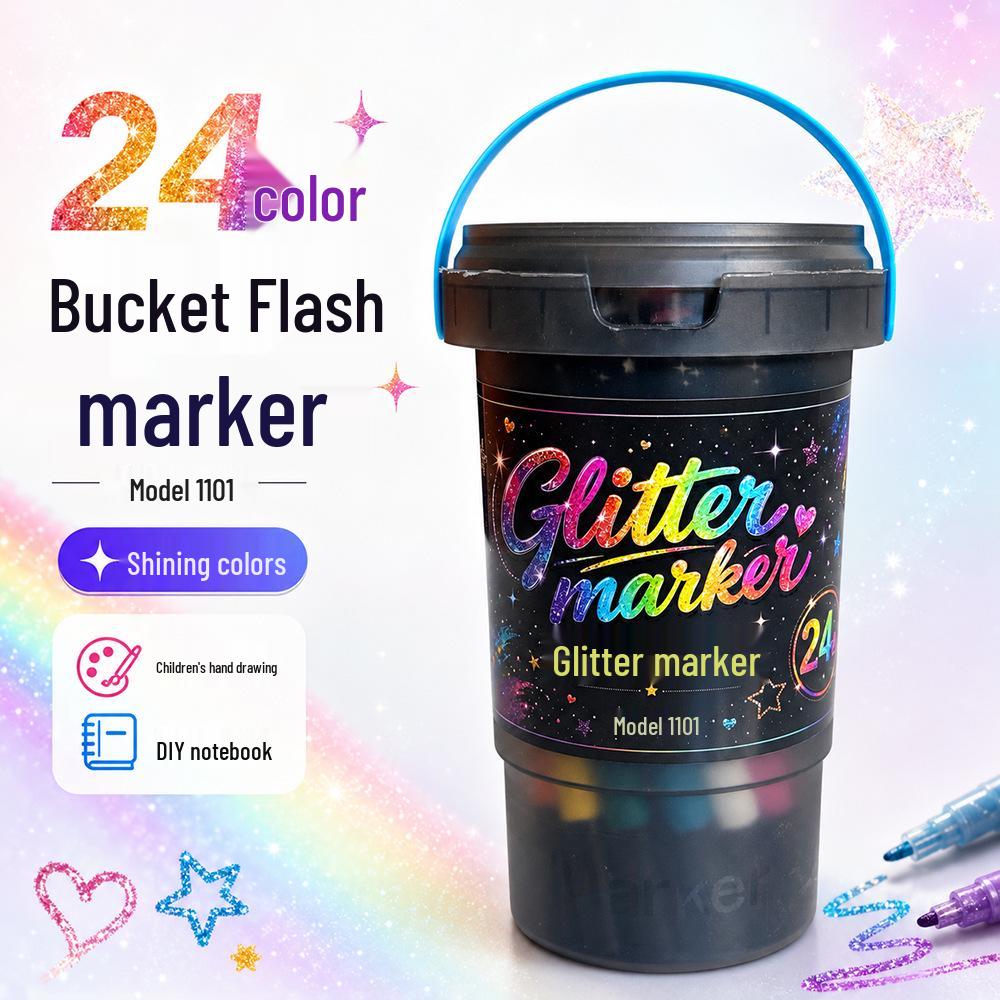 Washable Glitter Markers for Kids - Soft Tip Super Sparkle Colors for Art & School