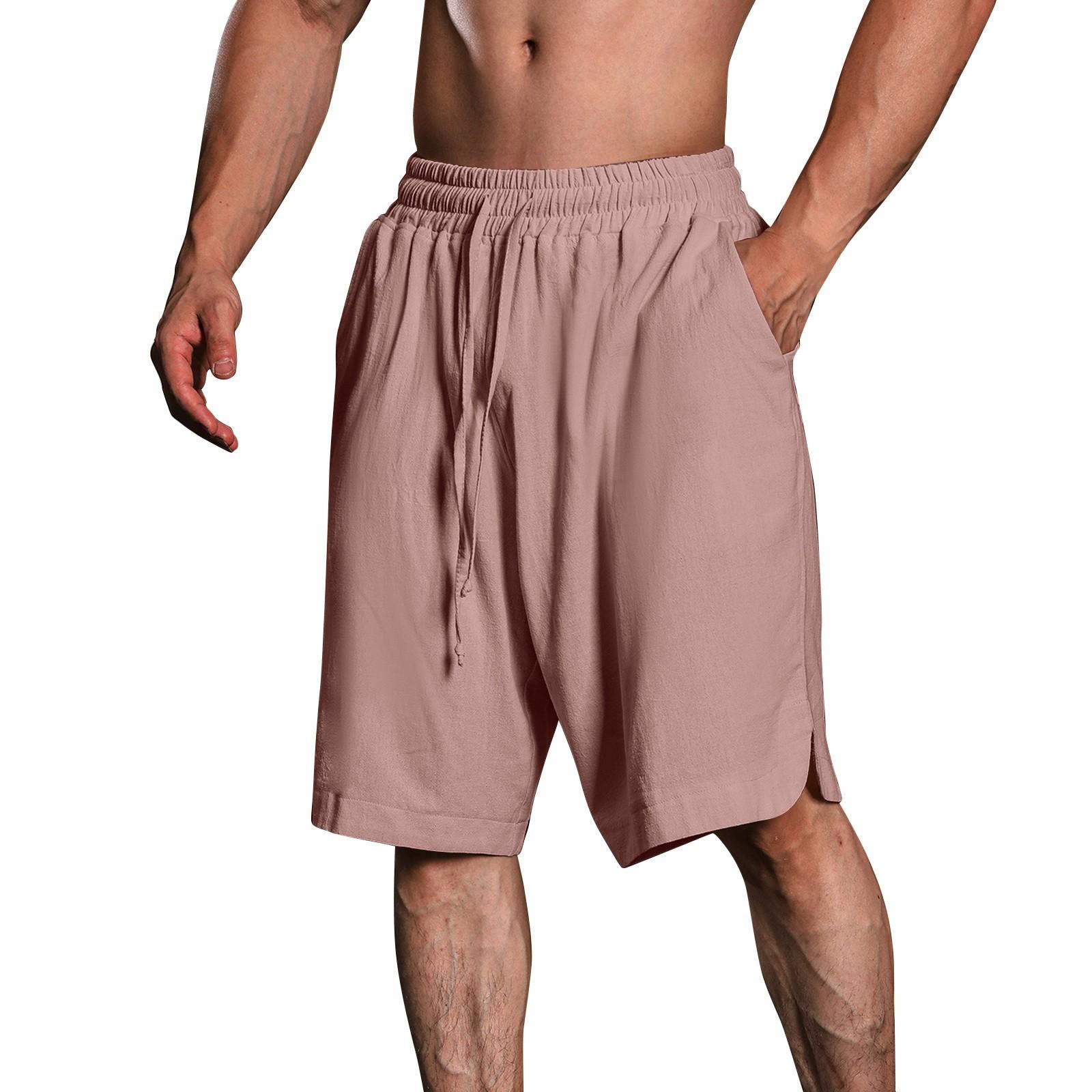 

Мужские повседневные шорты на шнурке Мужские дышащие шорты из хлопка и льна M красный