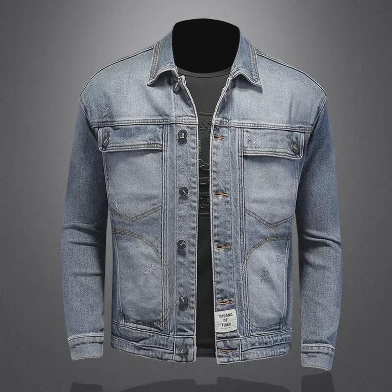 2026 Men's Spring & Autumn Denim Jacket: Loose-Fit, Large Size, Casual Workwear for Middle-Aged Men