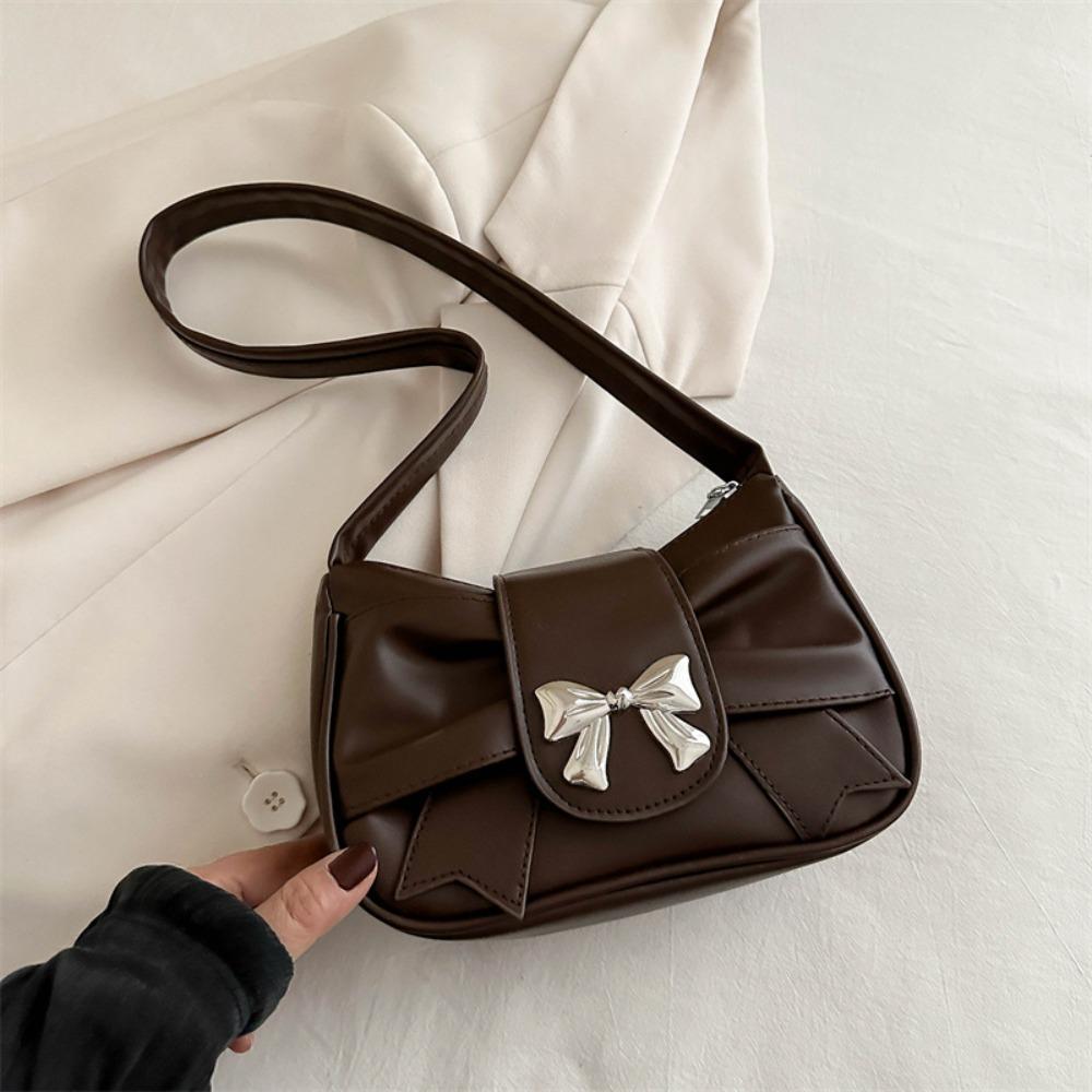 Trendy Bow Shoulder Bag Handbag Casual Underarm Bag Daily Commuting Bag PU Leather Lady Banquet Bag Business Women's Bag