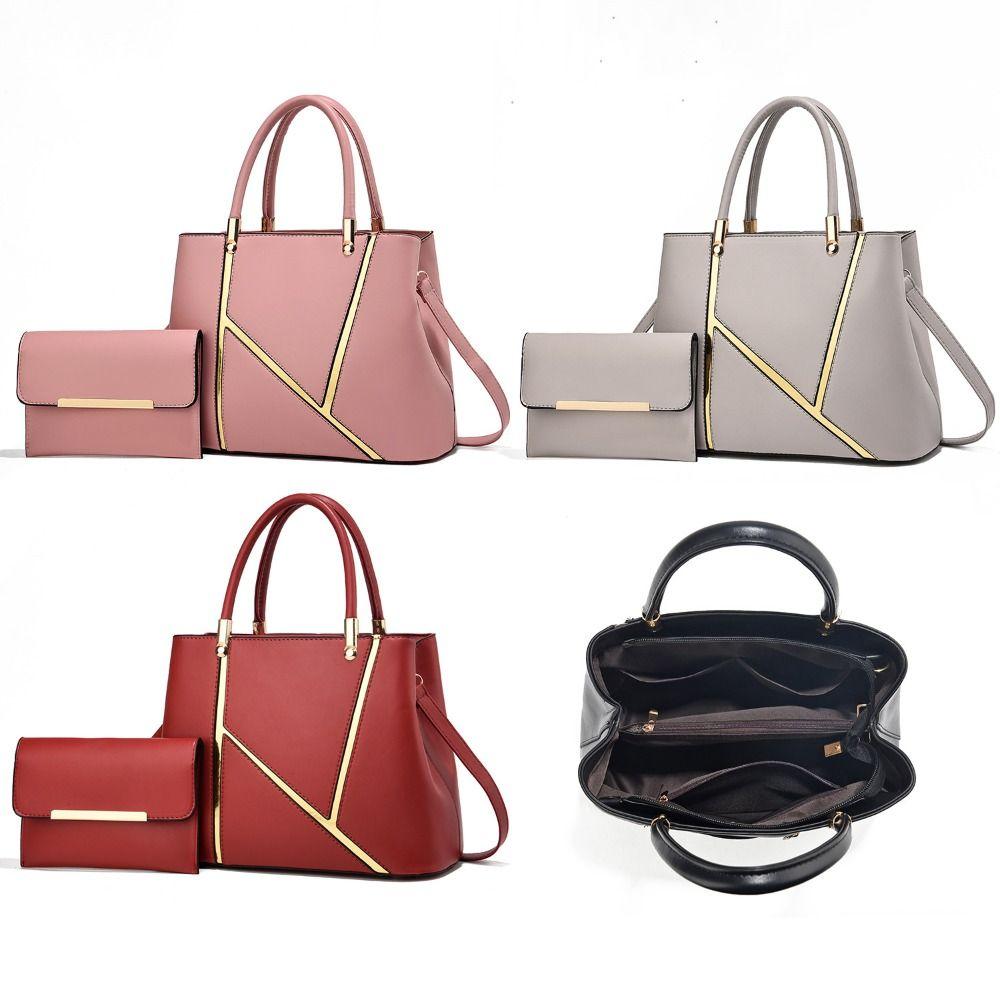 High Quality PU Leather Ladies Hand Bags Big Size Handle Design Leather Shoulder Bag Shoulder Strap Big Tote Handbag Women Girls
