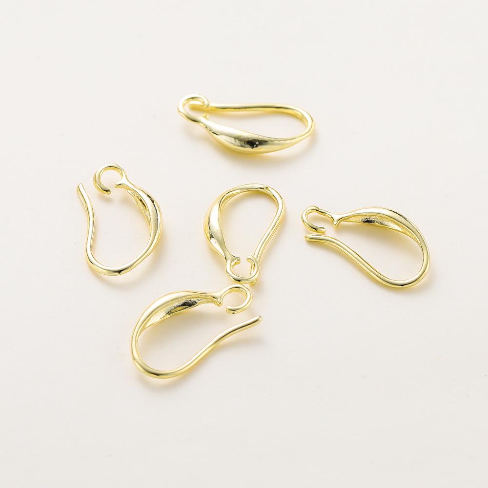 French D-Shaped 14k/18k Gold-Plated Copper Ear Hooks & Studs - DIY Jewelry Accessories