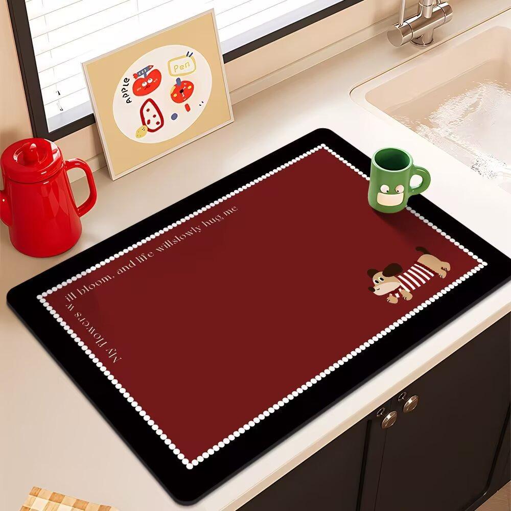 

Мультяшный щенок Диатомовая грязь Кухонный коврик для сушки, Маслостойкий Водонепроницаемый Впитывающий Быстросохнущий Износостойкий Напольный коврик 20x30cm