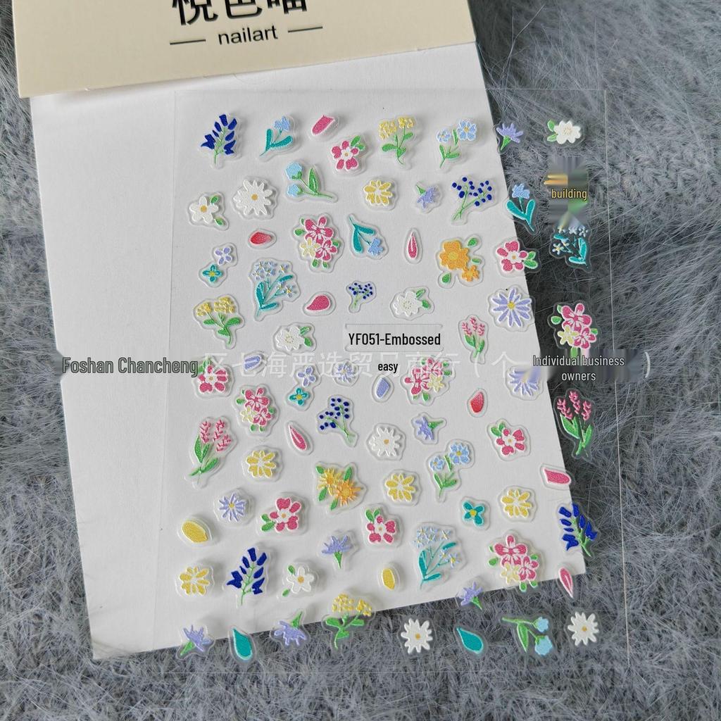 Kleine Gänseblümchen Florale Farbverlauf Nagelkunst Aufkleber - Bunte Frühjahrs DIY Dekoration