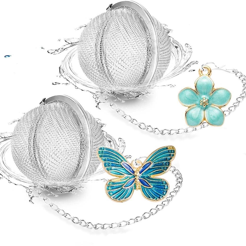 

2PCS Stainless Steel Butterfly Bee Chain Tea Infuser Fine Mesh Tea Strainer Spice Ball Soup Style N