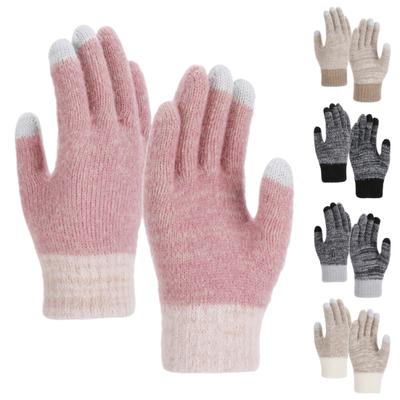 Winter Warm Gloves Women Men Touch Screen Gloves Knitted Thickened Gloves with High Elastic Cuffs for Outdoor Travel Cycling