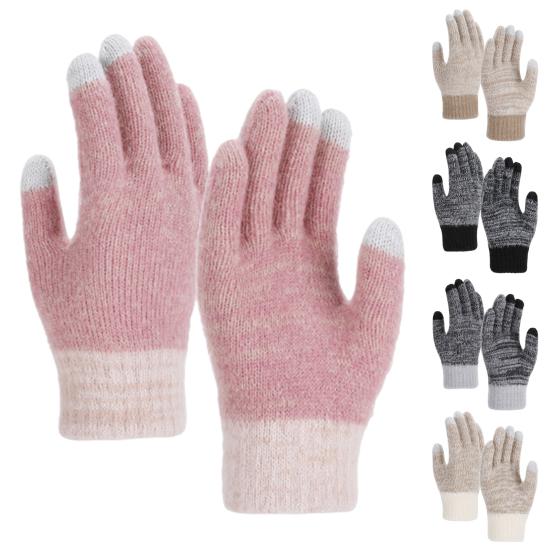 Winter Warm Gloves Women Men Touch Screen Gloves Knitted Thickened Gloves with High Elastic Cuffs for Outdoor Travel Cycling