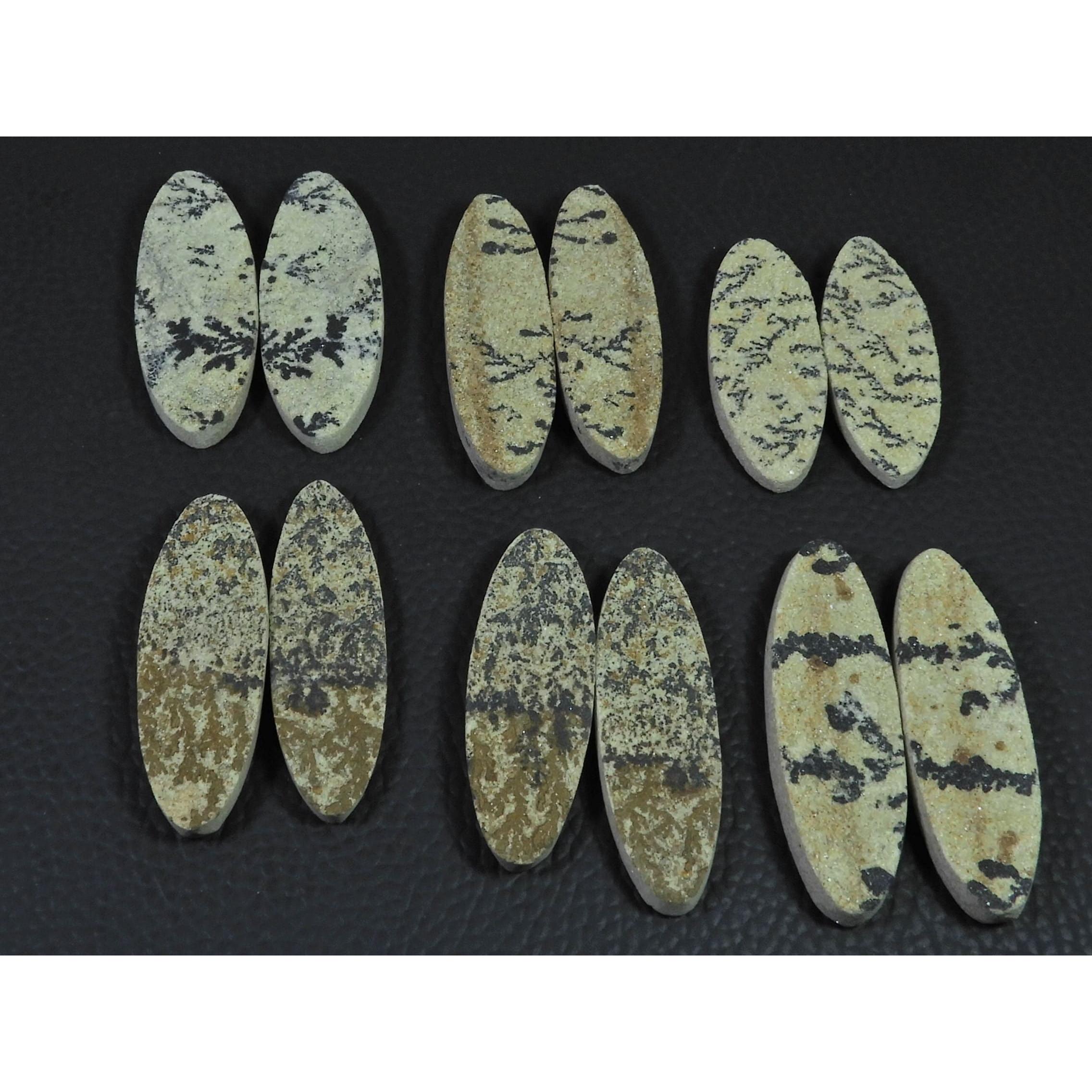 Natural Psilomelane Germane Dendrite Matched Pair Loose Gemstone 06 Pair Lot C-2171