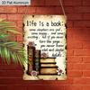 2D Flat, 1pc Vintage Inspirational Aluminium Sign "Life Is A Book" - 8"x12" Rustic Home & Library Decor, Motivational Wall Art Gift