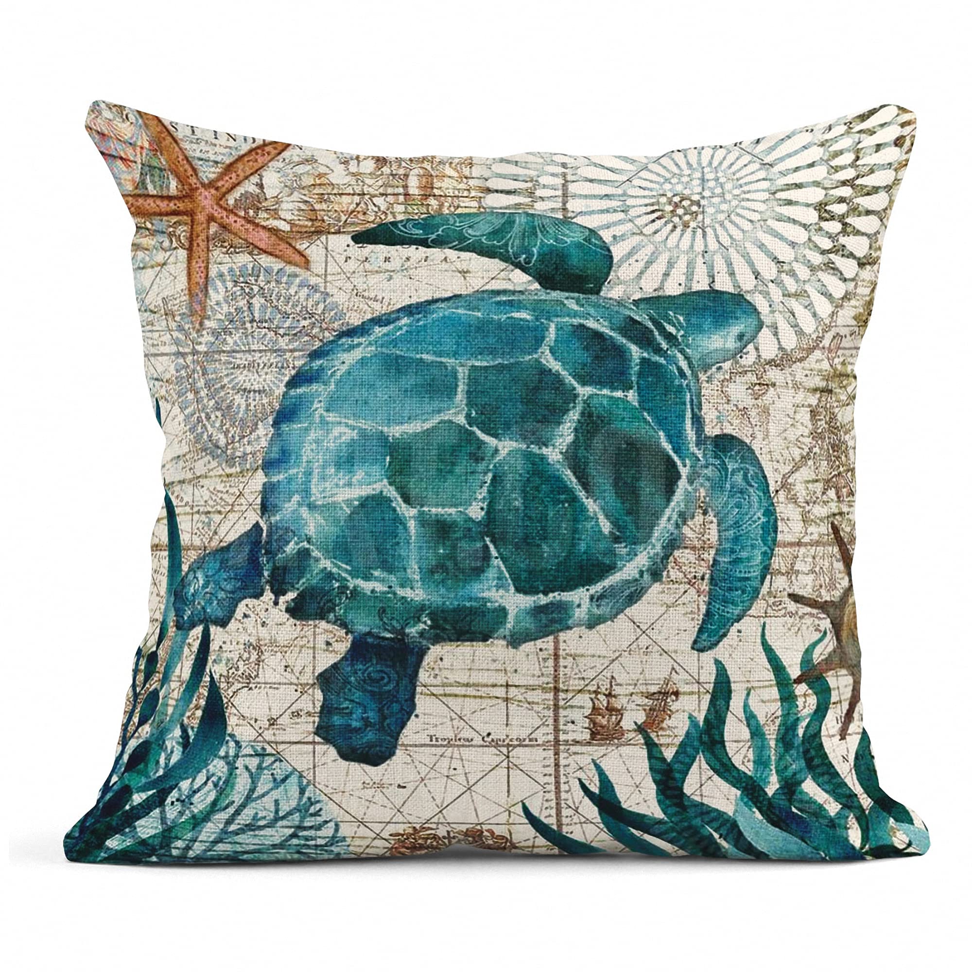 

Морская жизнь Кит Осьминог Вернувшийся Морской конек Наволочка Домашнее украшение Гостиная Диван Наволочка 50*50 Льняная наволочка 40*40 40x40cm 16x16in