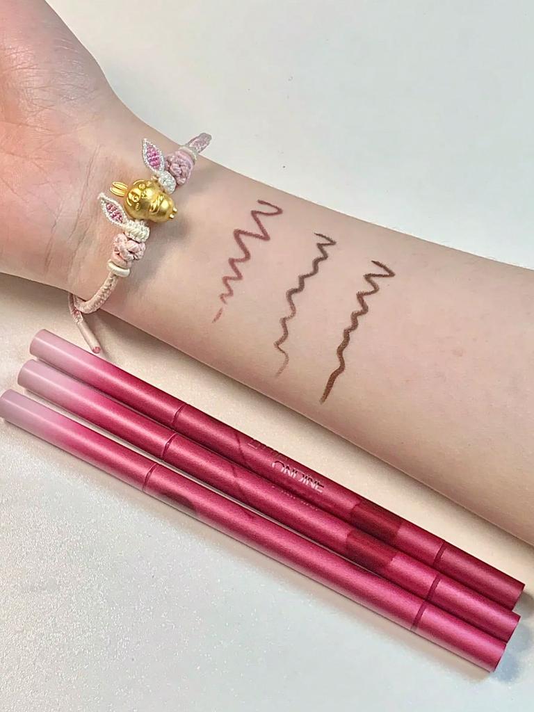 Little ONDINE Double Headed Gel Eyeliner 02/08/09, 1.5mm Ultra-Fine Retractable Pencil And Angled Brush, Fills Eyelash Roots And Gaps