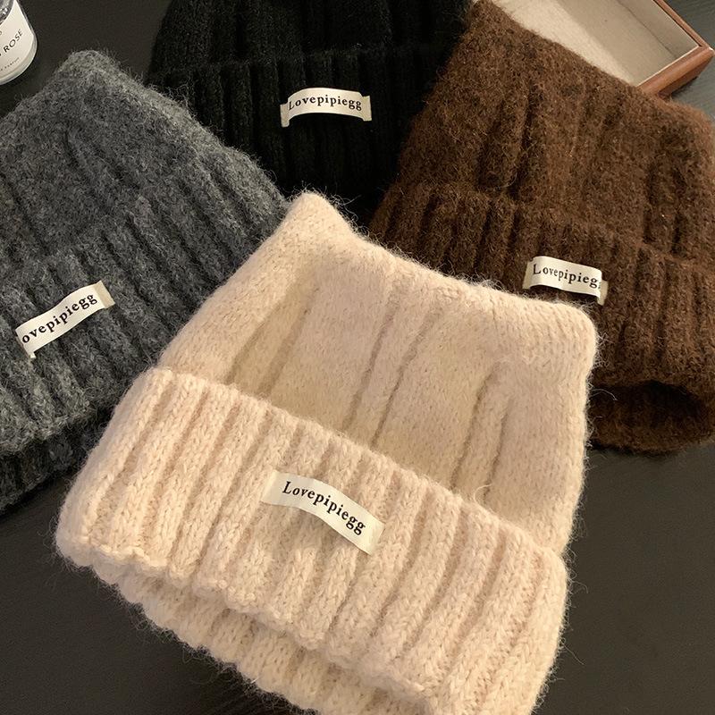 Süße Katzenohren (Gedämpftes Brot in Katzenohrform), Gestrickte Wollmütze, Damen, Winter, Koreanische Version, Kleines Gesicht, Kaltmütze, Verdickte Wärme