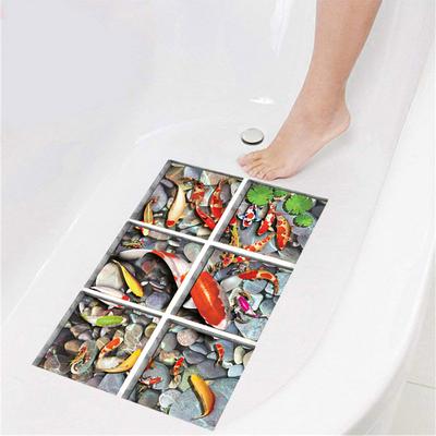 6PCS Fish Bathtub Sticker Non-slip Waterproof 3D Effect Self-adhesive Bathroom Decal PVC Removable Decorative Mural
