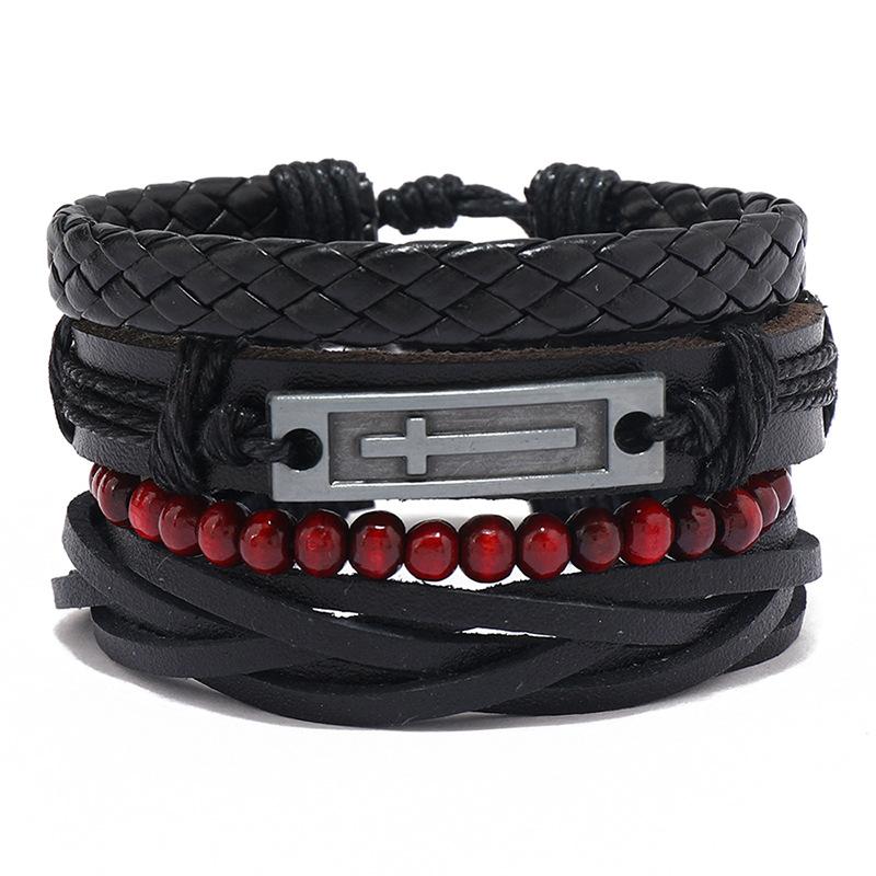 ZORCVENS Classic Hand-Woven Leather Bracelet Multilayer Men Bracelets Punk Beads Bangle for Friend Charm Jewelry Gifts