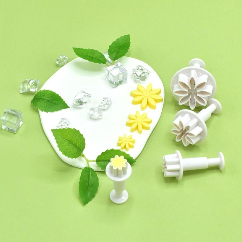 8pcs 8 Petals Shape Fondant Cutter Mold Daisy Pattern Flower Plunger Cutter Biscuits Sugar Cubes