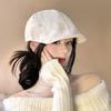 Retro Yamamoto style thin breathable washed linen pleated design octagonal hat temperament show face small equestrian hat