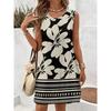 Women's Vintage Pattern Printed Sleeveless Round Neck Dress Loose Soft and Comfortable Plus Size Dress