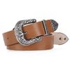 New European and American Vintage Belt, Versatile and Fashionable, Carved Double Buckle Decoration, Jeans Belt for Men and Women