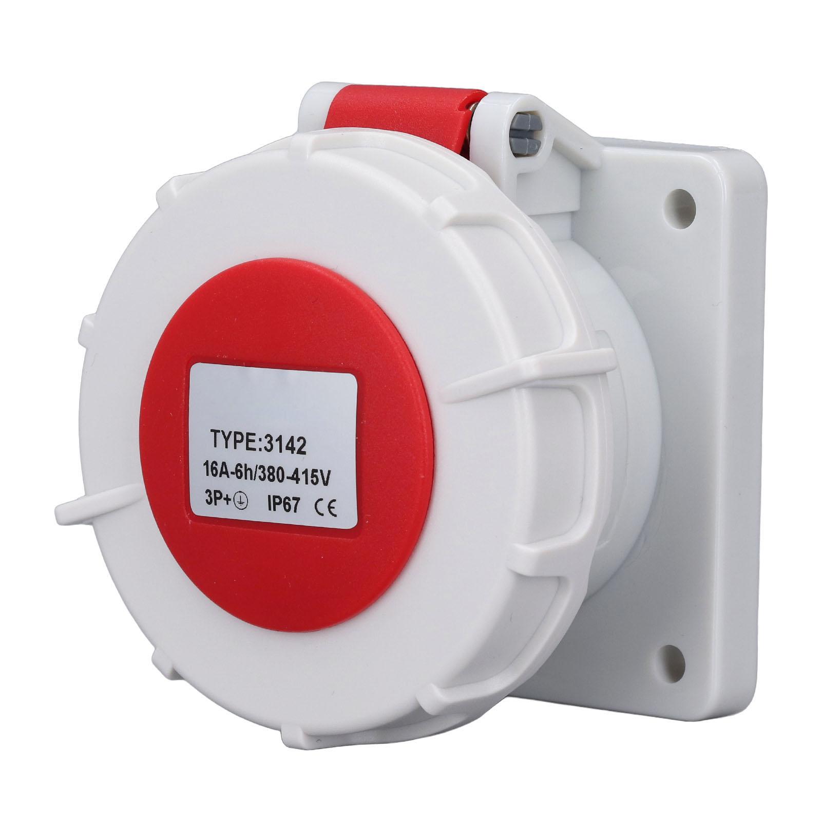 

Industrial Waterproof Socket 3 Phase 4 Pin Concealed IP67 Protecting 16A AC380‑415V