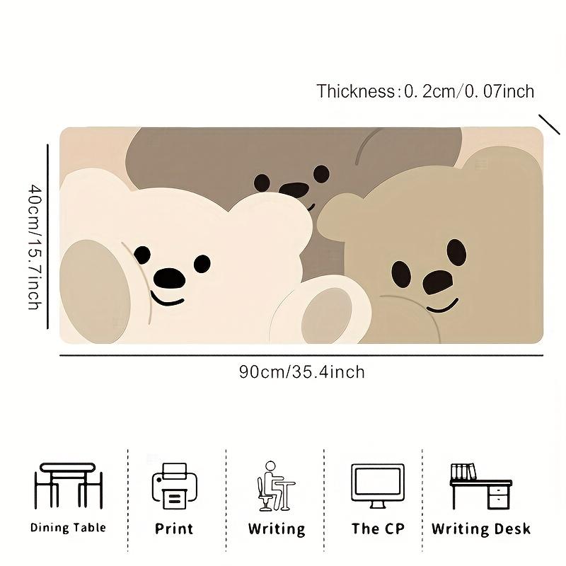 Cute Bear Pattern Large Mouse Pad Beautiful AntiSlip Waterproof Desk Mat Suitable For Office Daily Use